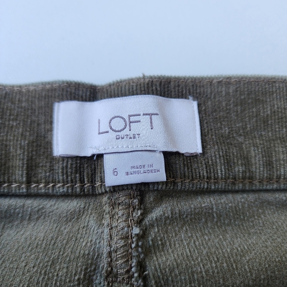 Ann Taylor Loft Pants Womens Green Corduroy Button Fly High Rise Skinny Ankle 6 - Picture 8 of 11